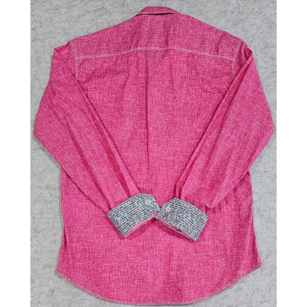 BUGATCHI Button Up Dress Shirt, Shaped Fit, Pinkish Red, Mens Size S New - Picture 2 of 7